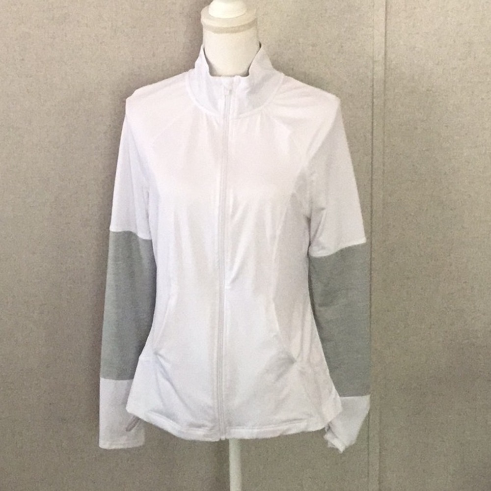 Danskin Now semi fitted white grey athletic jacket - Picture 2 of 13
